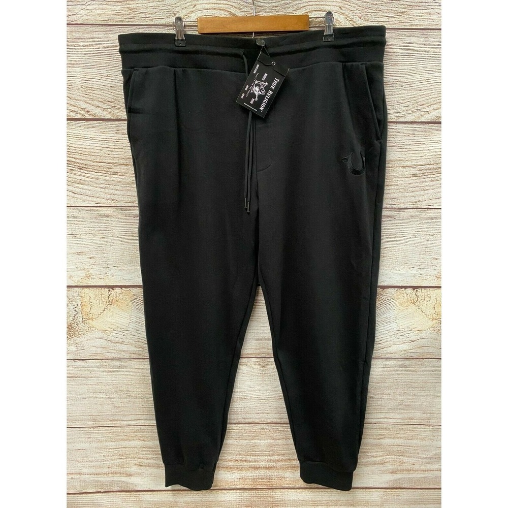 True Religion Jogger Pants Mens Size 3XL Black HS Fleece Jogger Pants New $119